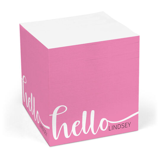 Hello Sticky Memo Cube